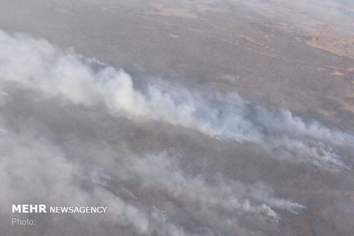دود آتشسوزی در هورالعظیم آسمان خوزستان را فرا گرفت